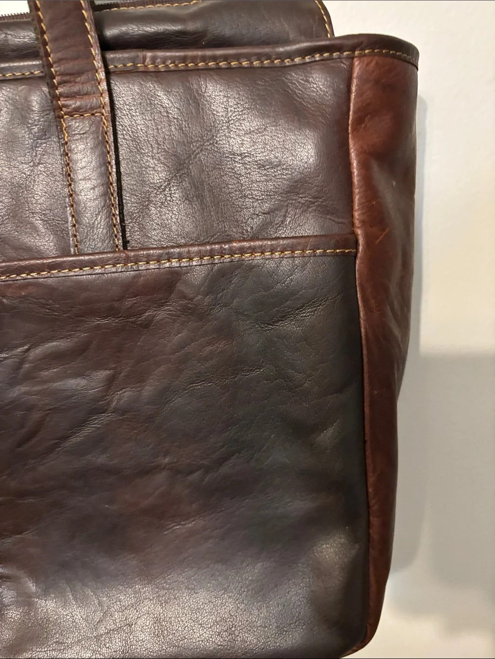 Jack Georges Buffalo Leather business voyage Tote Briefcase - Brown Two-Tone